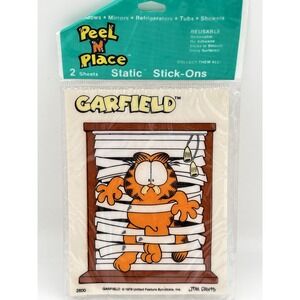 Vintage 1978 Garfield Peel N Place Window Static Stick-ons 2 sheets Jim Davis